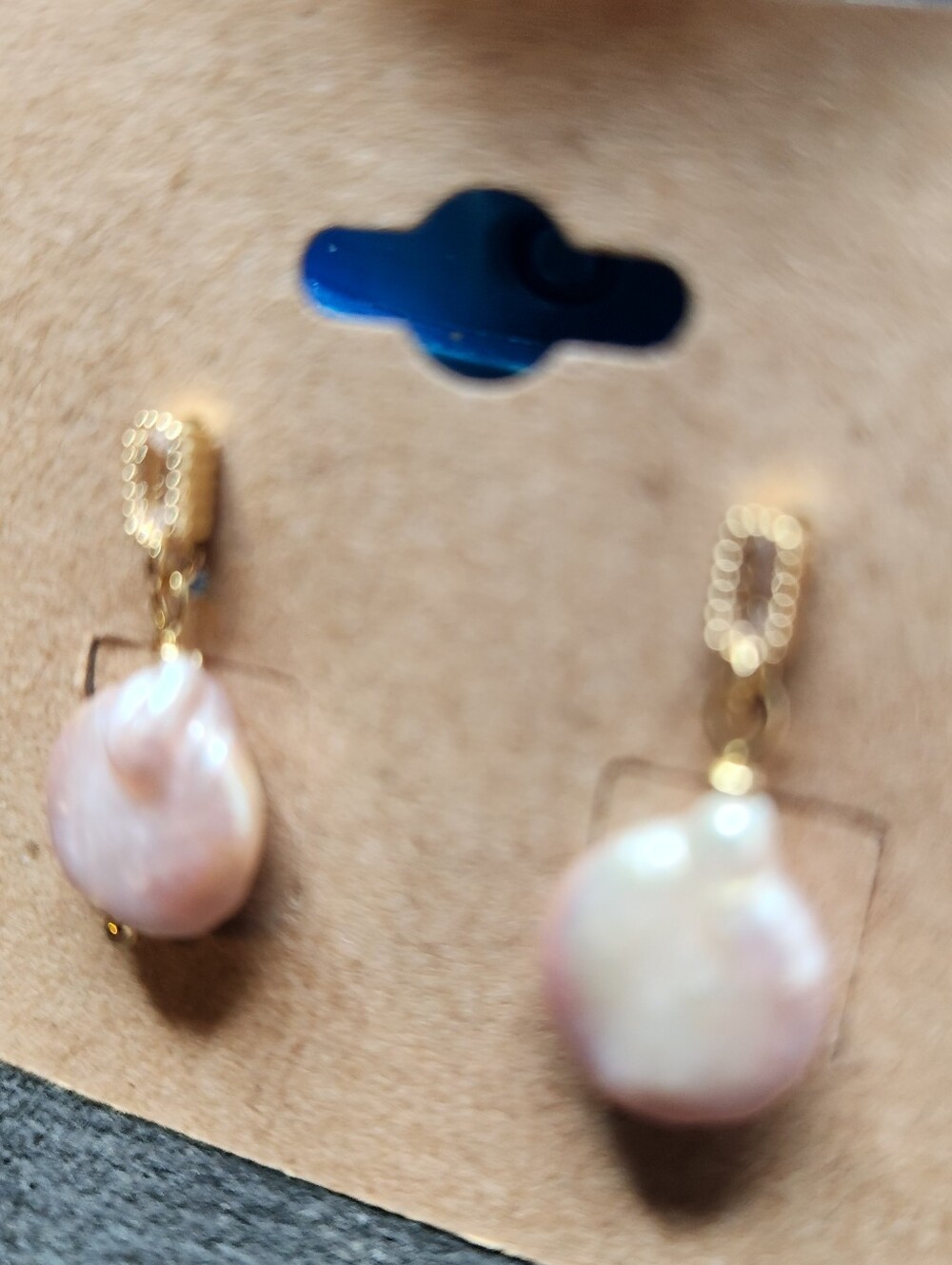 Radiant Gold and White Crystal Coin Pearl Earrings - Picture 2 of 3
